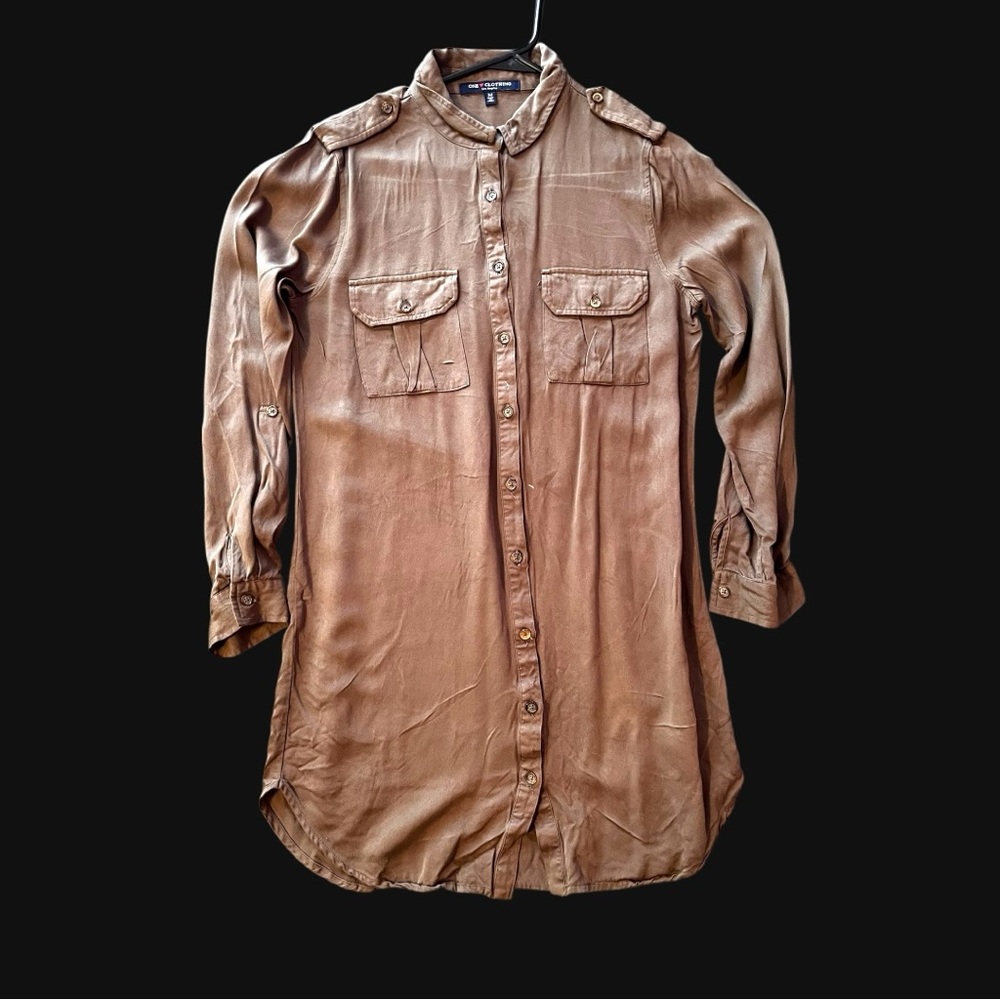 One Clothing Tan Casual Button-Down Shirt